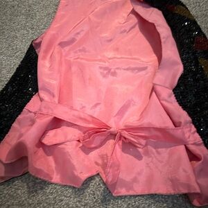 Pink Satin Vest with Black Sequin Details